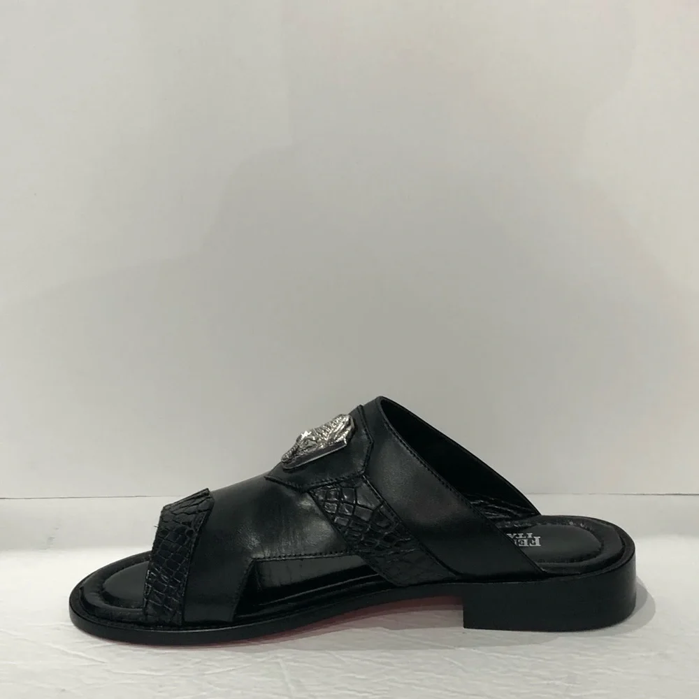 Fennix Italy sandal black leather calf/alligator